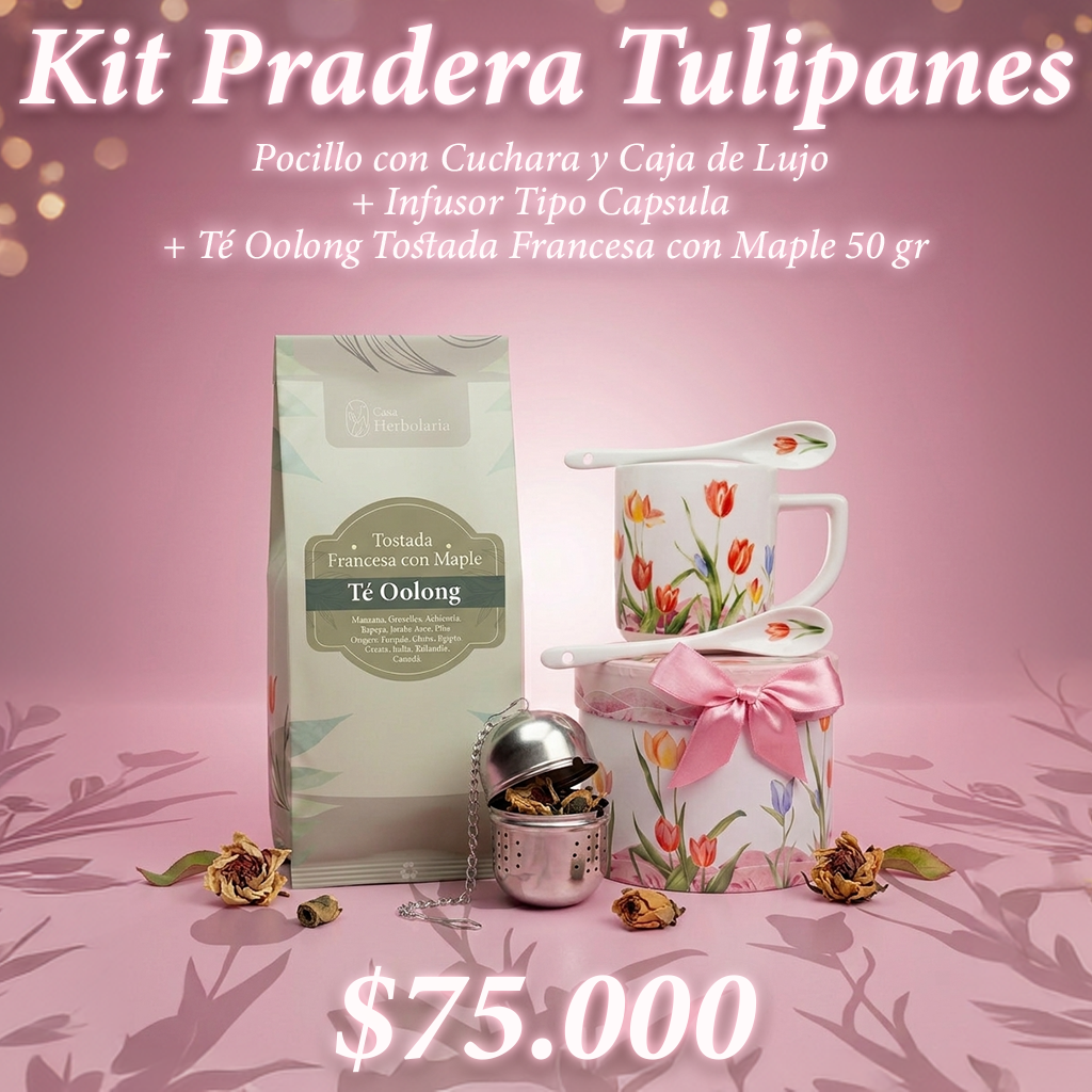 Pocillo con Cuchara y Caja de Lujo + Infusor Capsula + Té Oolong Tostada Francesa con Maple 50 gr