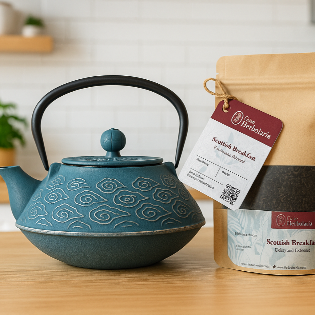 Tetera de Hierro Azul (800 ml) + Té Negro de Ceylan (50 gr)