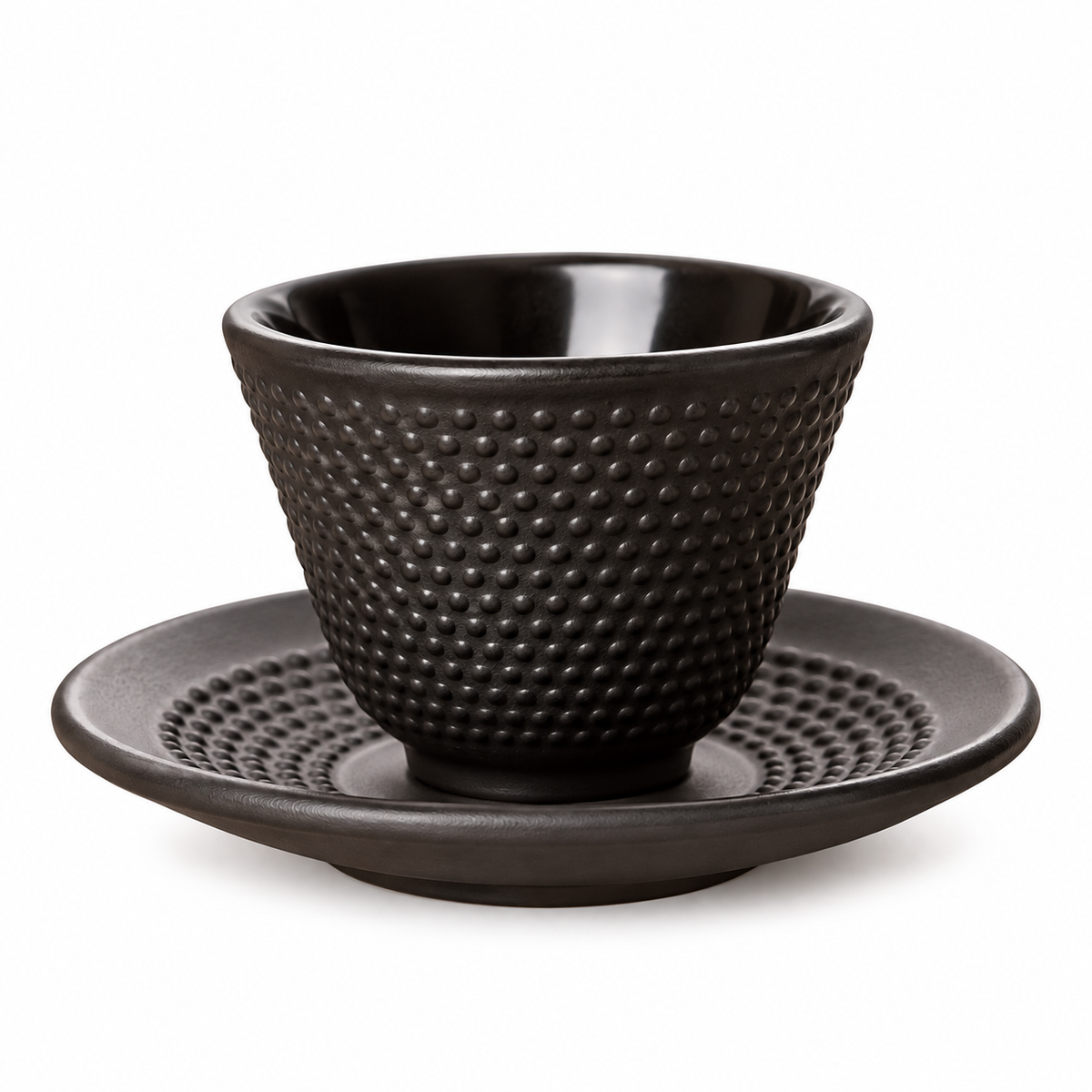 Tetera Negra de Hierro 900ml - Pocillo con Platico y Base de Hierro