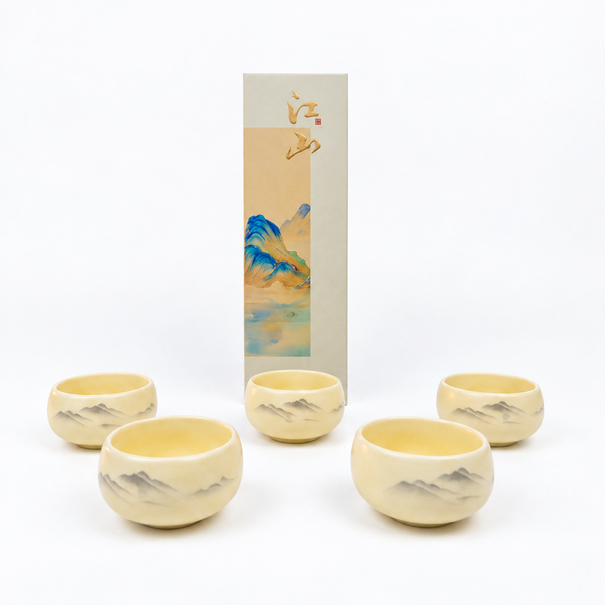 Juego de Tazas para Té x 5- Estampado de Montañas