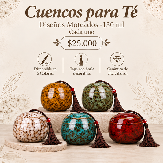Cuencos para Té Jaspeados 130 ml - 5 Colores