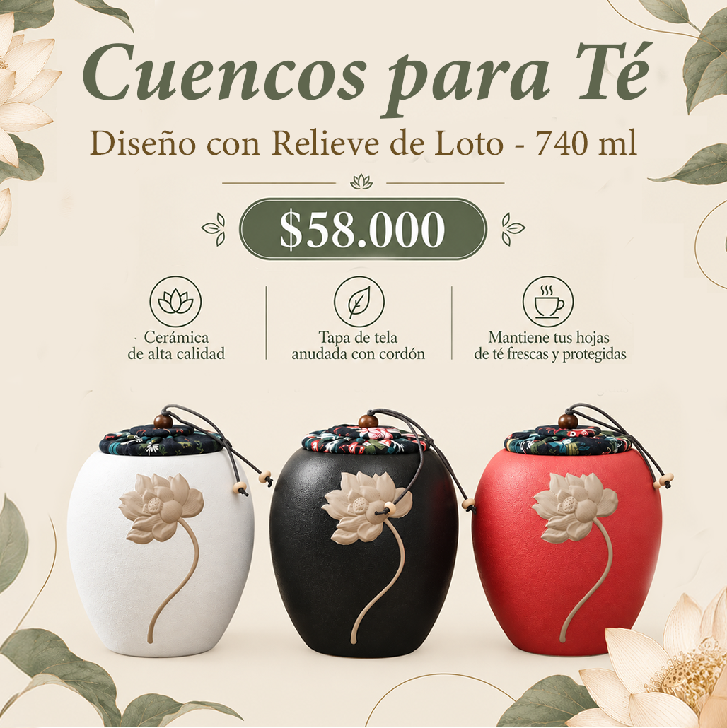 Cuencos para Té con Relieve de Loto - 740 ml