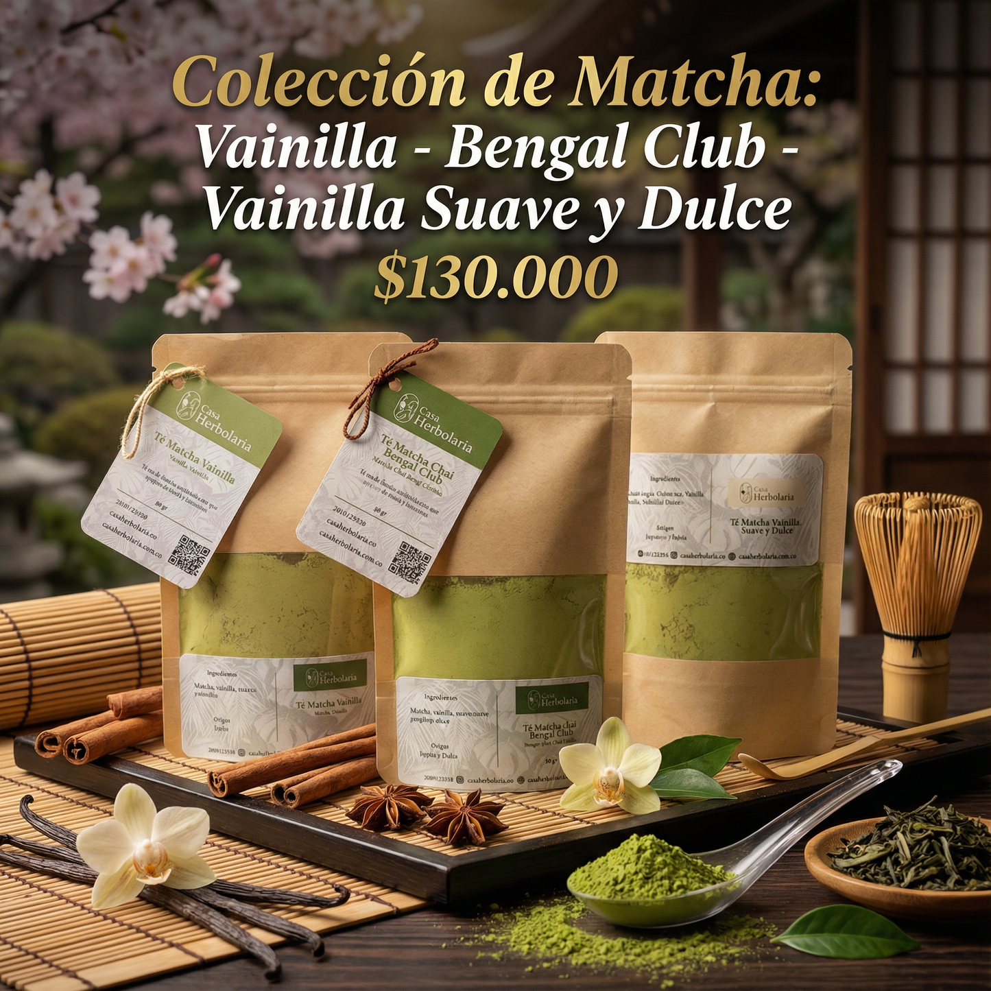 Pack x3 Infusiones de Té Matcha - Vainilla - Bengal Club - Vainilla Suave y Dulce