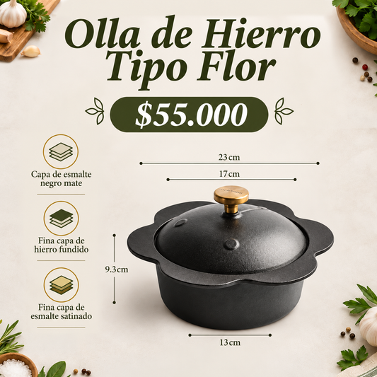 Olla de Hierro Fundido Tipo Flor 17cm | Casa Herbolaria