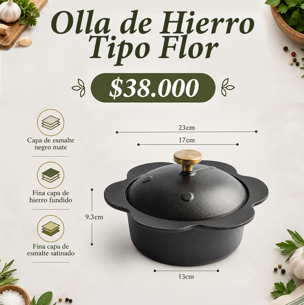 Olla de Hierro Fundido Tipo Flor 17cm | Casa Herbolaria