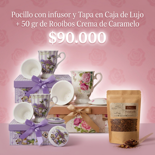 Set Pocillo de Cerámica con Infusor y Tapa. Caja de Lujo (Copia)