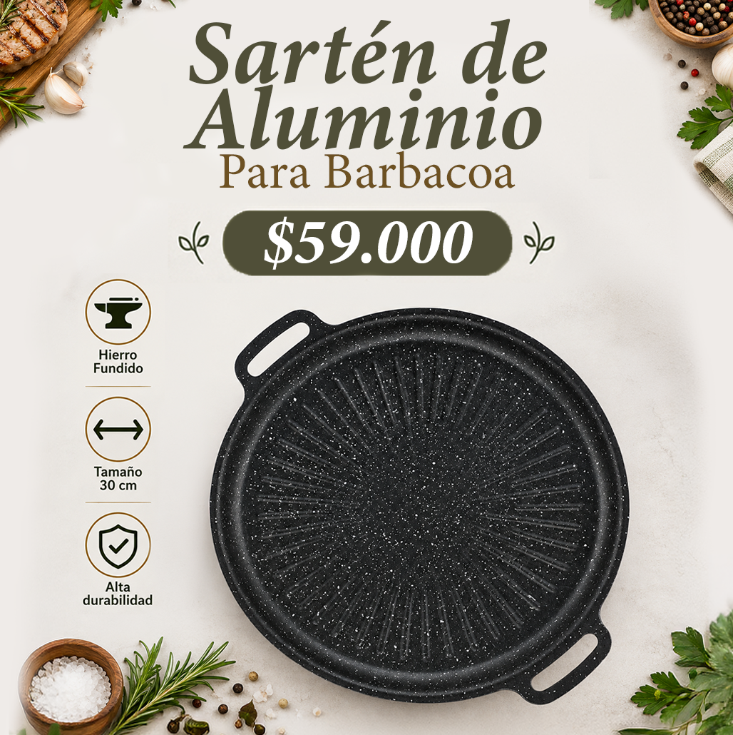Sartén de Aluminio para Barbacoa 30cm | Casa Herbolaria