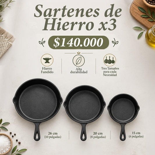 Sartenes de Hierro x3