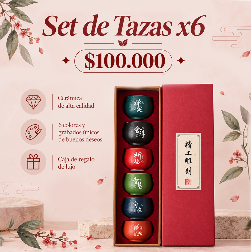 Set de Tazas x6 con Grabado- Caja de Lujo