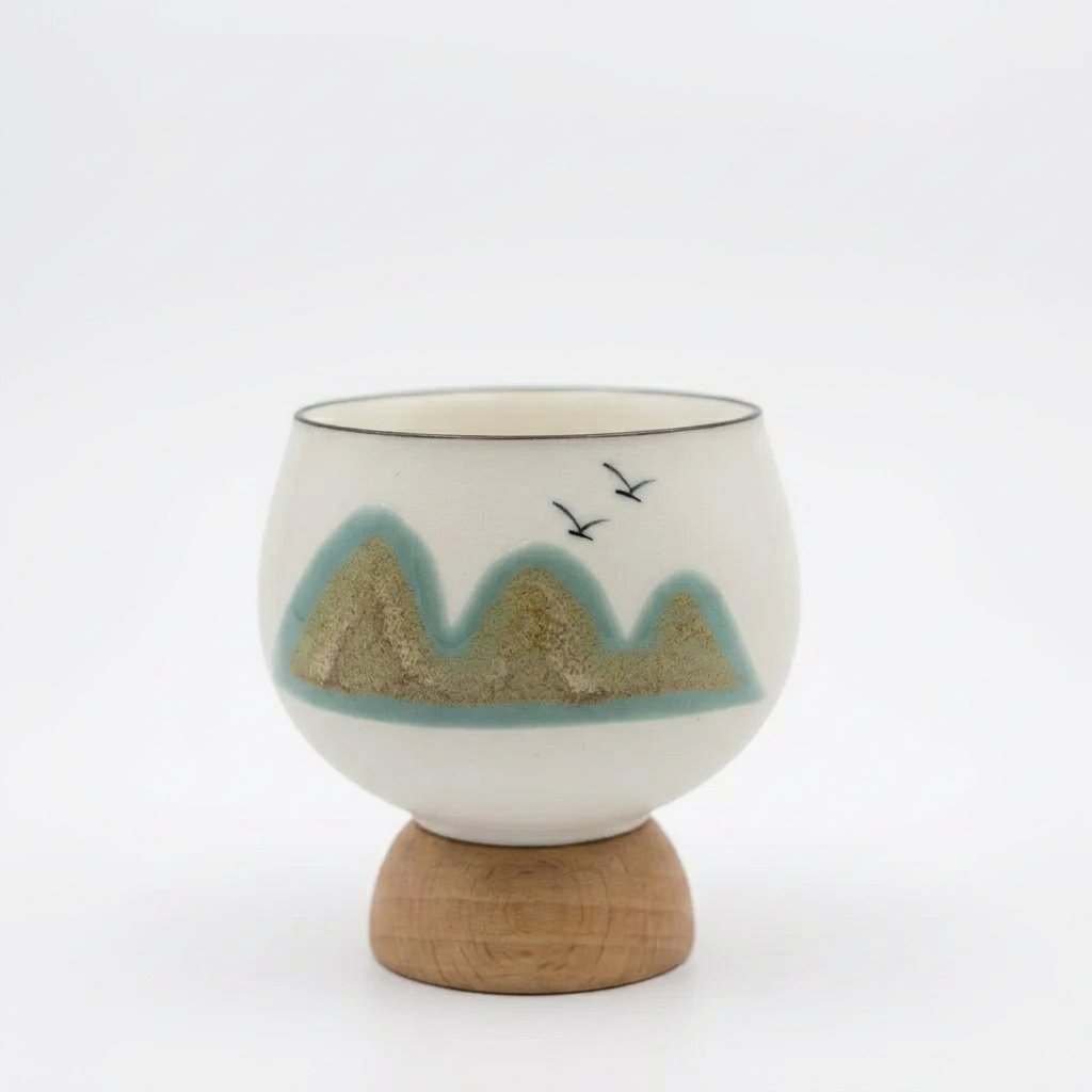 Set de Tazas X4 con Base de Bambú