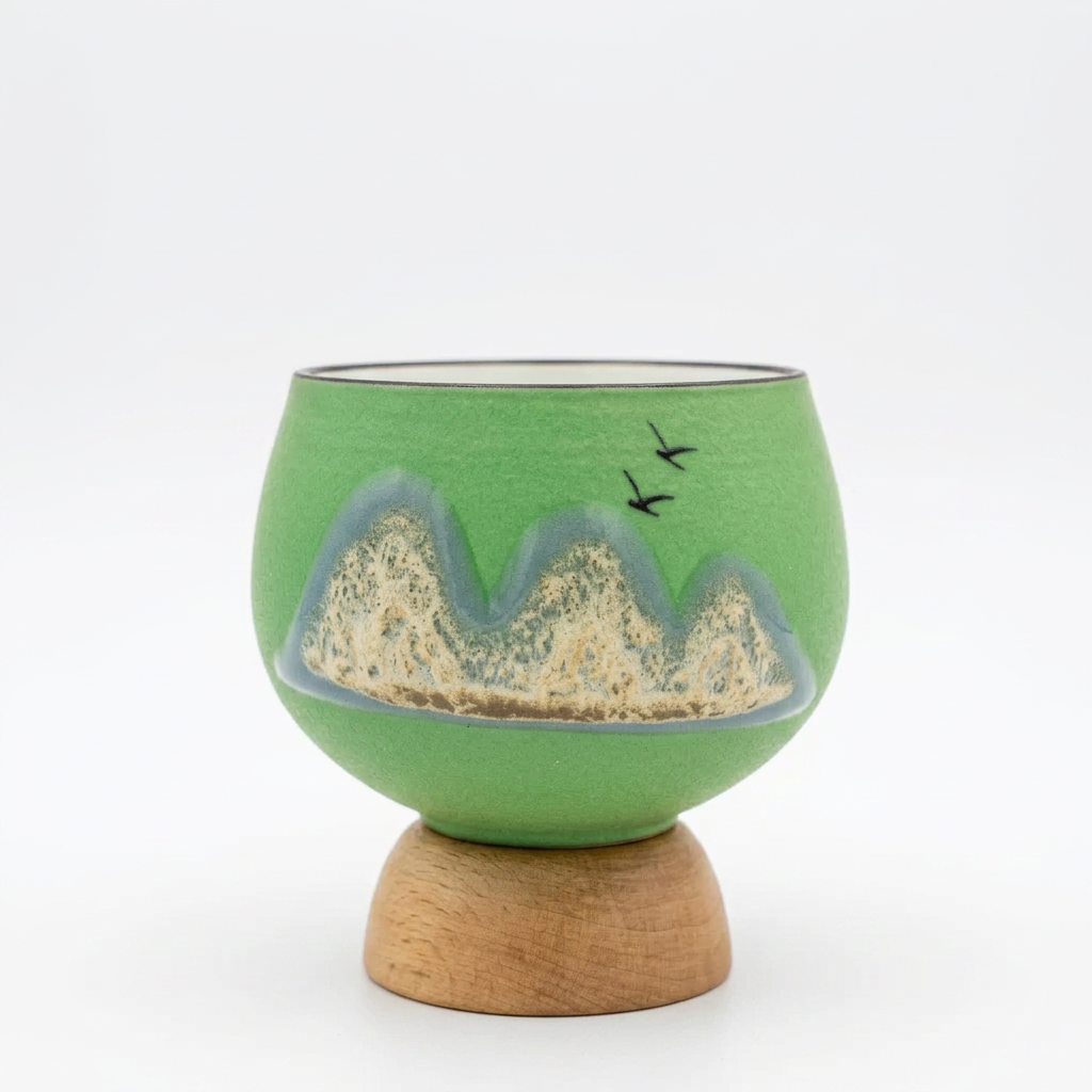 Set de Tazas X4 con Base de Bambú
