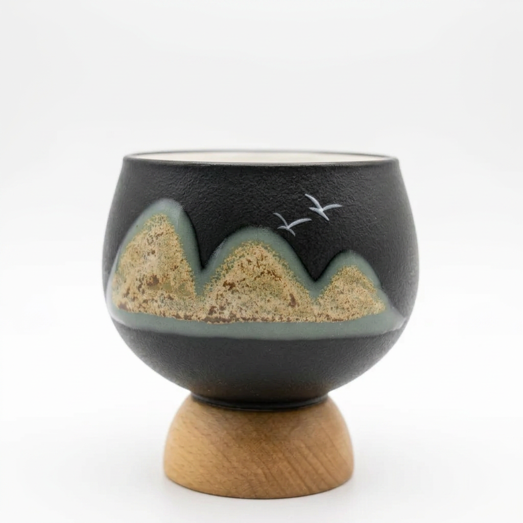 Set de Tazas X4 con Base de Bambú