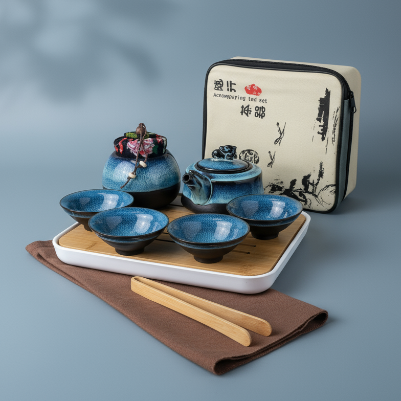 Vajilla para Té Portátil de Cerámica Kung Fu con Maleta de Viaje