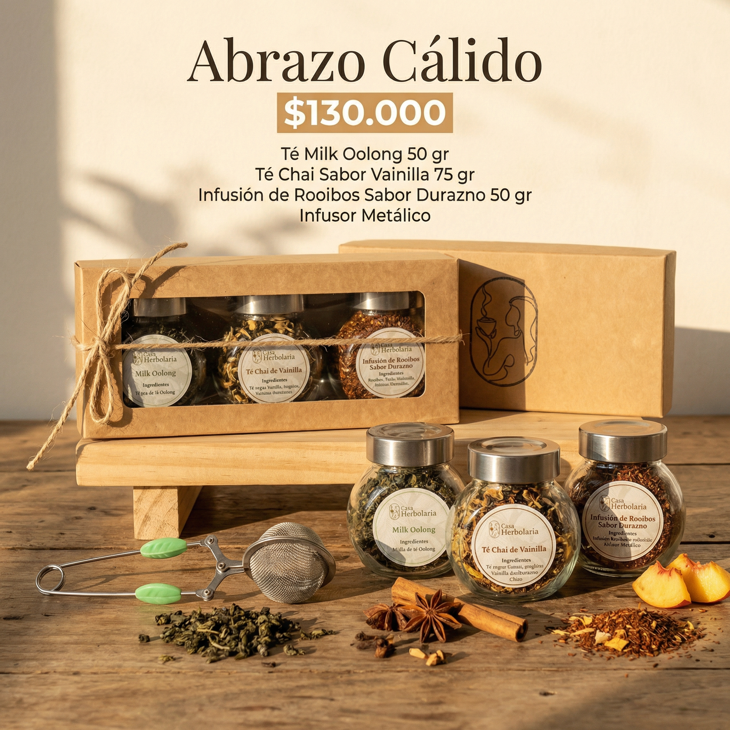 Ritual Abrazo Cálido | Kit de 3 Tés + Infusor Metálico