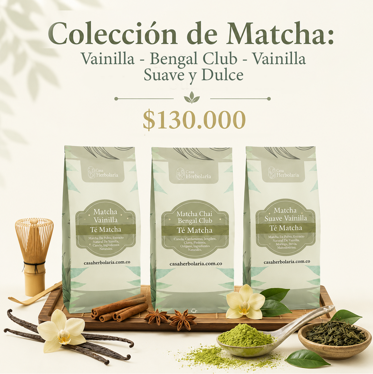 Pack x3 Infusiones de Té Matcha - Vainilla - Bengal Club - Vainilla Suave y Dulce