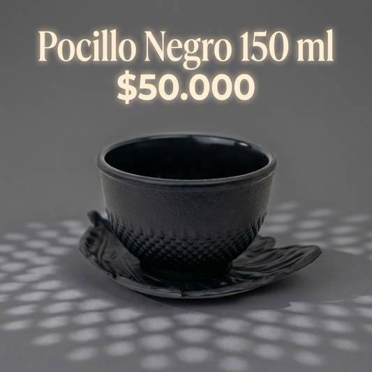 Pocillo y Plato de Hierro  Negro 150 ml