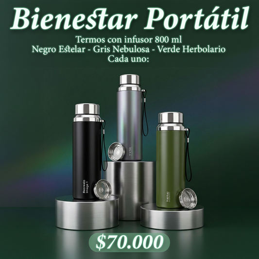 Termo Metálico con Infusor 800 ml