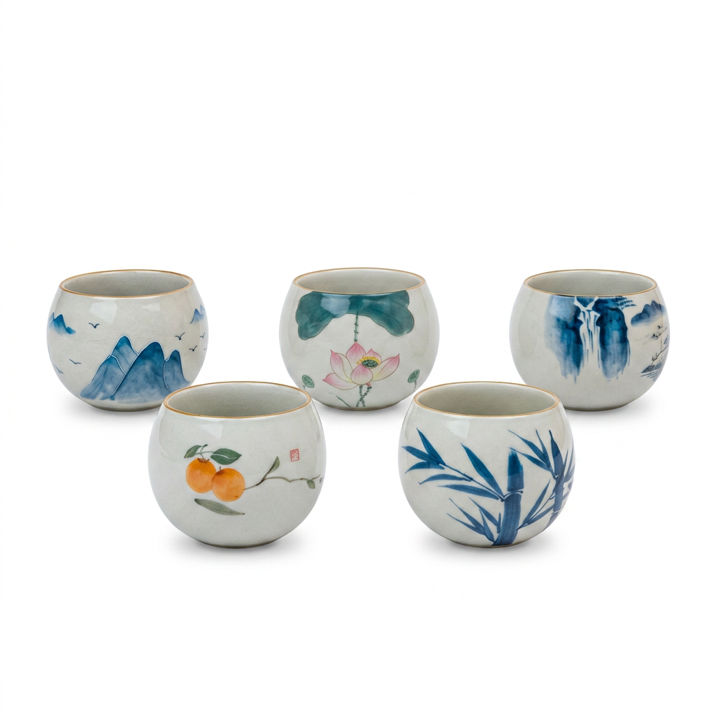 Set de Tazas X5 - Estampados de Naturaleza