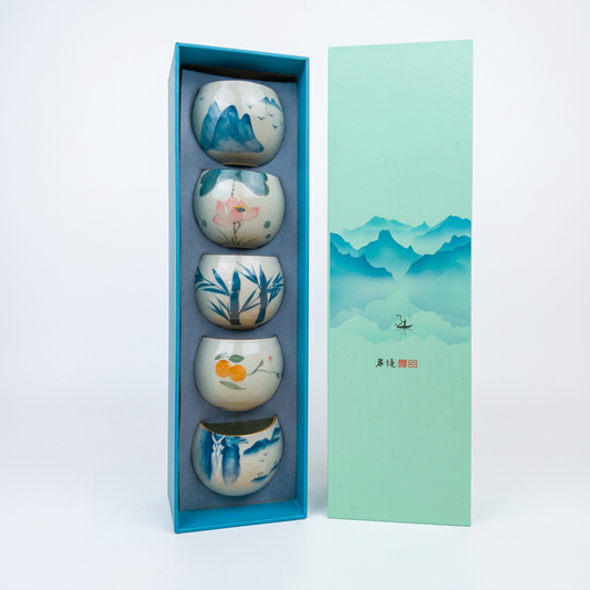 Set de Tazas X5 - Estampados de Naturaleza
