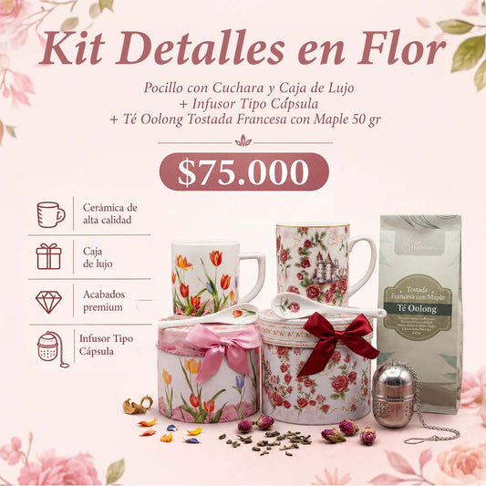 Pocillo con Cuchara y Caja de Lujo + Infusor Capsula + Té Oolong Tostada Francesa con Maple 50 gr