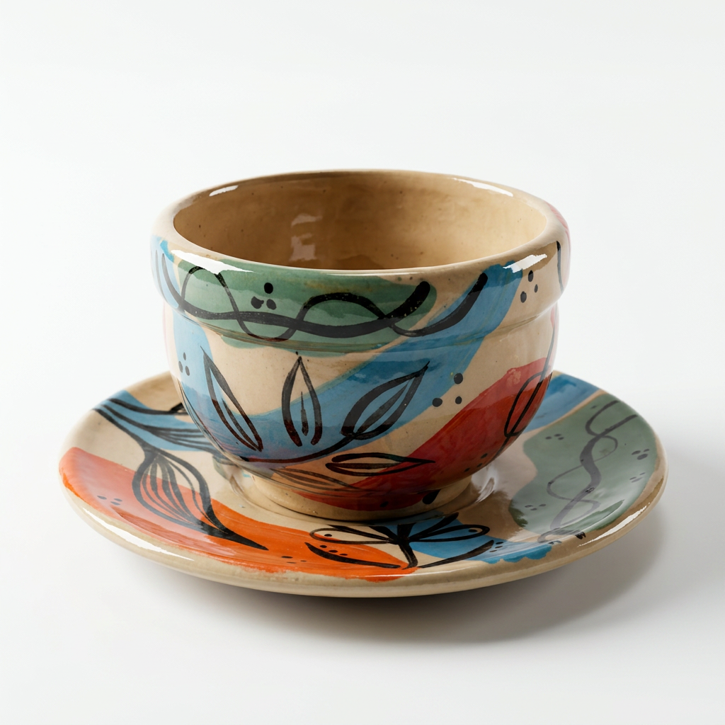 Taza de Cerámica con Plato | 7 Diseños Exclusivos