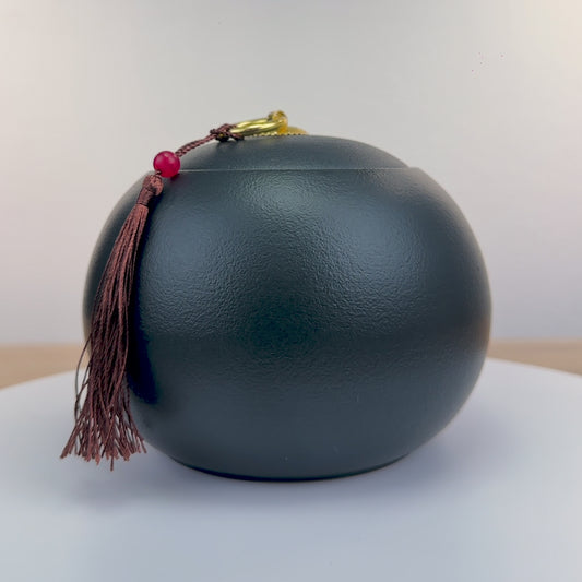 Cuenco negro de Cerámica + 50gr de Té Negro Sabor Vainilla y Canela