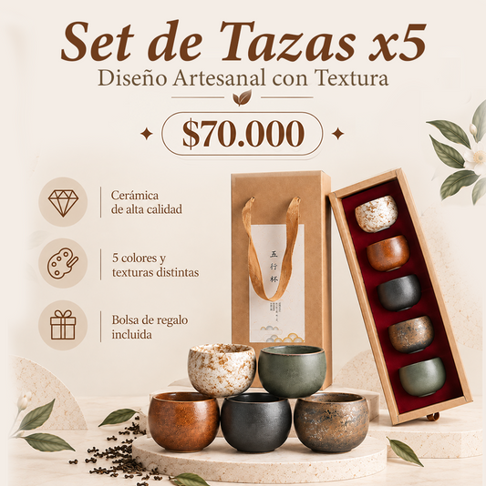 Set de Tazas Artesanales para Té  x5