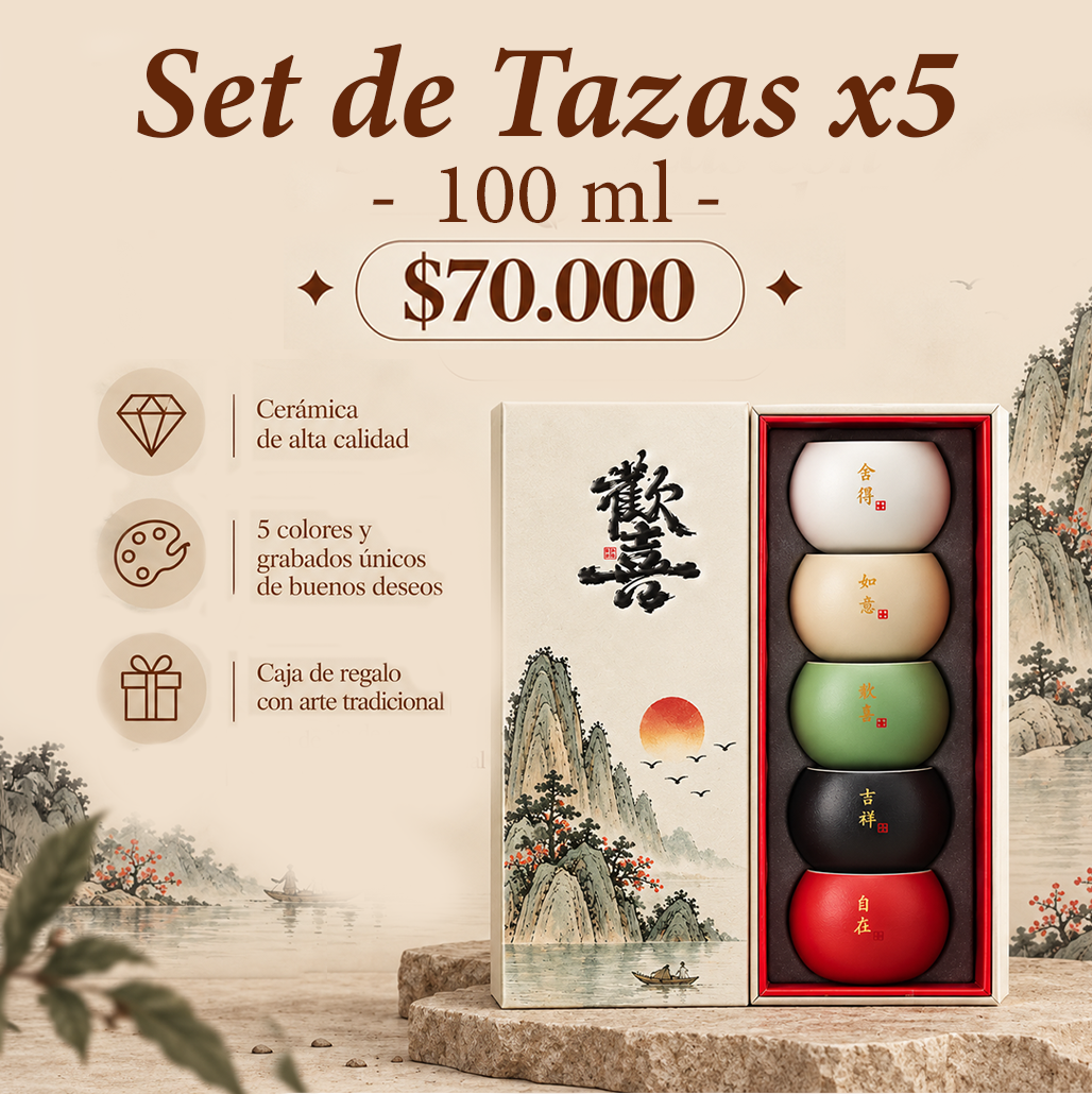 Set de Tazas con Grabado 100ml x5 - Caja de Lujo