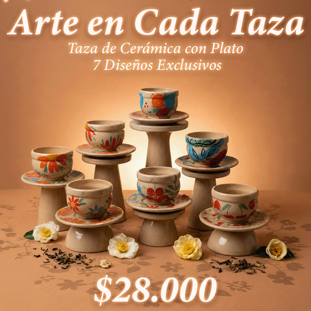 Taza de Cerámica con Plato | 7 Diseños Exclusivos