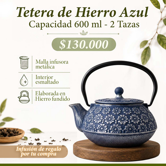 Tetera de Hierro Azul 600 ml