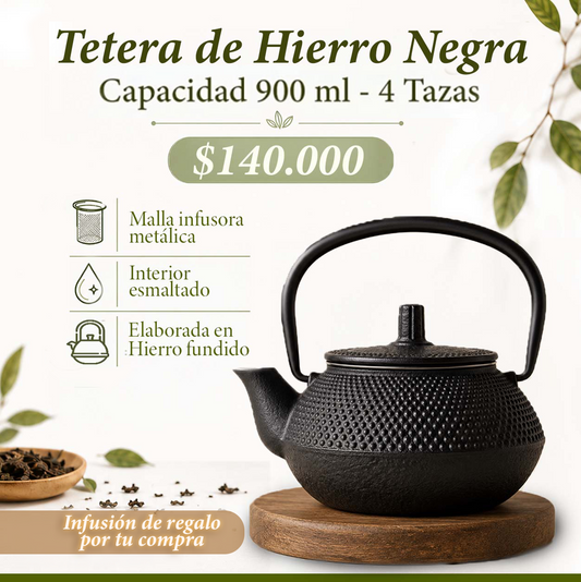 Tetera de Hierro Negra 900 ml