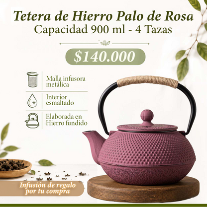 Tetera de Hierro Palo de Rosa 900 ml