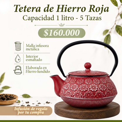 Tetera de Hierro Roja 1 Litro