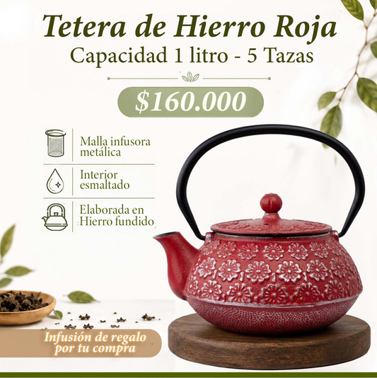 Tetera de Hierro Roja 1 Litro