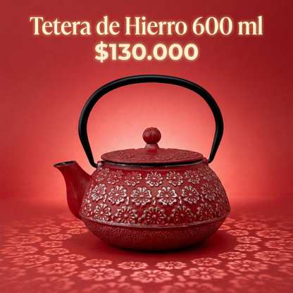 Tetera de Hierro Roja 600 ml
