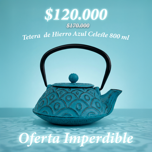 Tetera de Hierro Azul Turquesa 800 ml