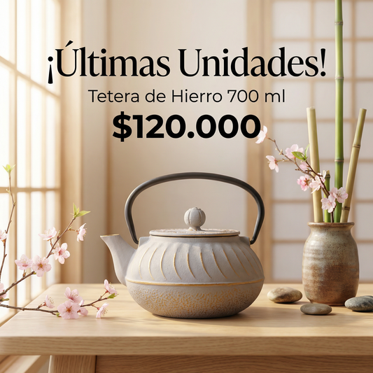 Tetera de Hierro Blanca con Dorado - 700 ml